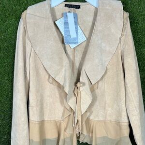 QVC- Dialogue Suede Ruffled Jacket